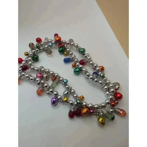 Holiday Beaded Jingle Bell Necklace Christmas Costume Jewelry Fun - Picture 6 of 6
